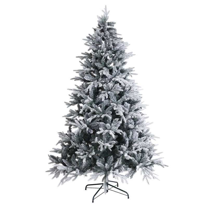 Luxury Pre-lit Faux Hinged Snowy Christmas Tree, 7 ft