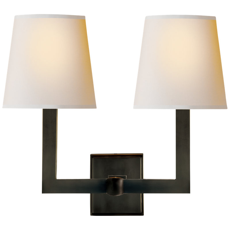 Chapman & Myers Square Tube Double Sconce, Paper, Bronze