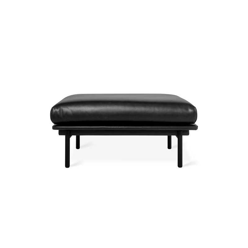 Foundry Ottoman, Saddle Black Genuine Leather