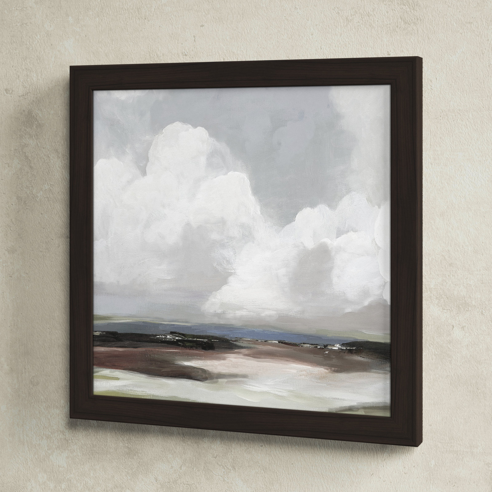 Avron "Morning Air" Painting, 18" H x 18" W x 1.12" D, Walnut Framed