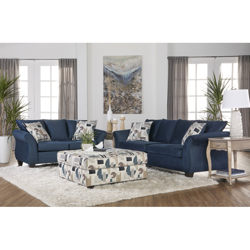 Upholstered 61'' Loveseat, Jitterbug Denim Polyester