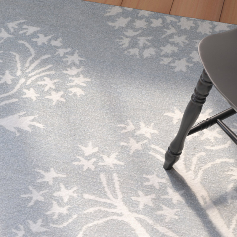 Tapis bleu / ivoire en laine / viscose touffeté à la main Hodgson, Rectangle 6 pi x 9 pi