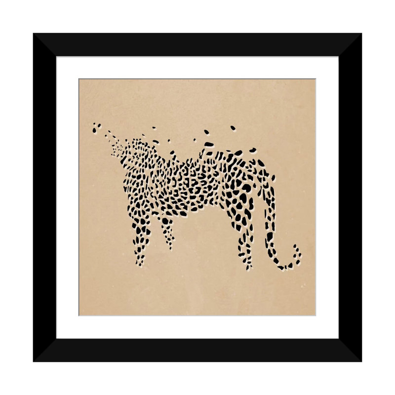 Albree Modern Leopard, impression sur toile, H 16 po x l 16 po x P 1 po, Papier d'art encadré noir, Blanc