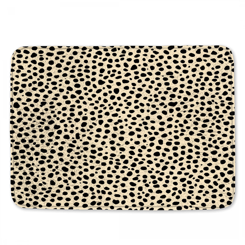 Tapis de bain noir à pois beige, L 34 po x L 21 po