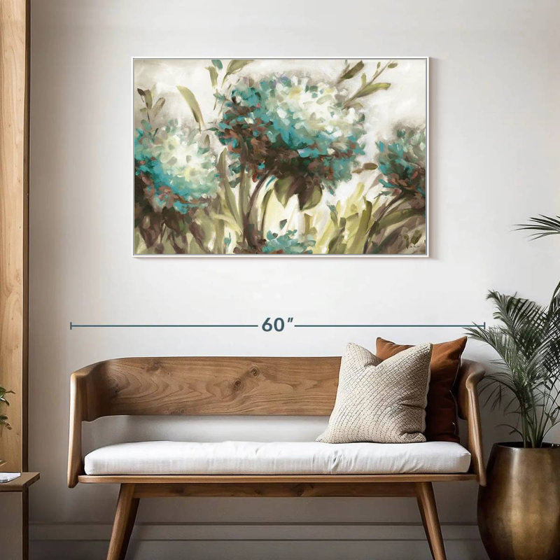 Hortensia champ neutre, Cadre flottant blanc, 43 po x 29 po