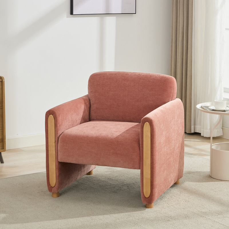Fauteuil d'appoint rembourré Modern Minimalist, Chenille rose