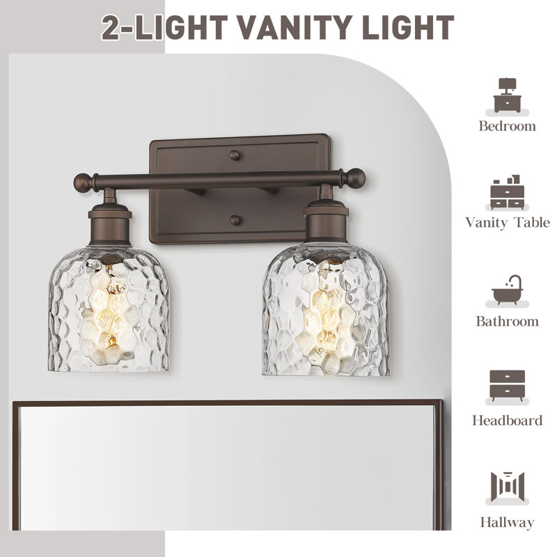 Éclairage pour salle de bain 2 lumières Lumley, Bronze huilé