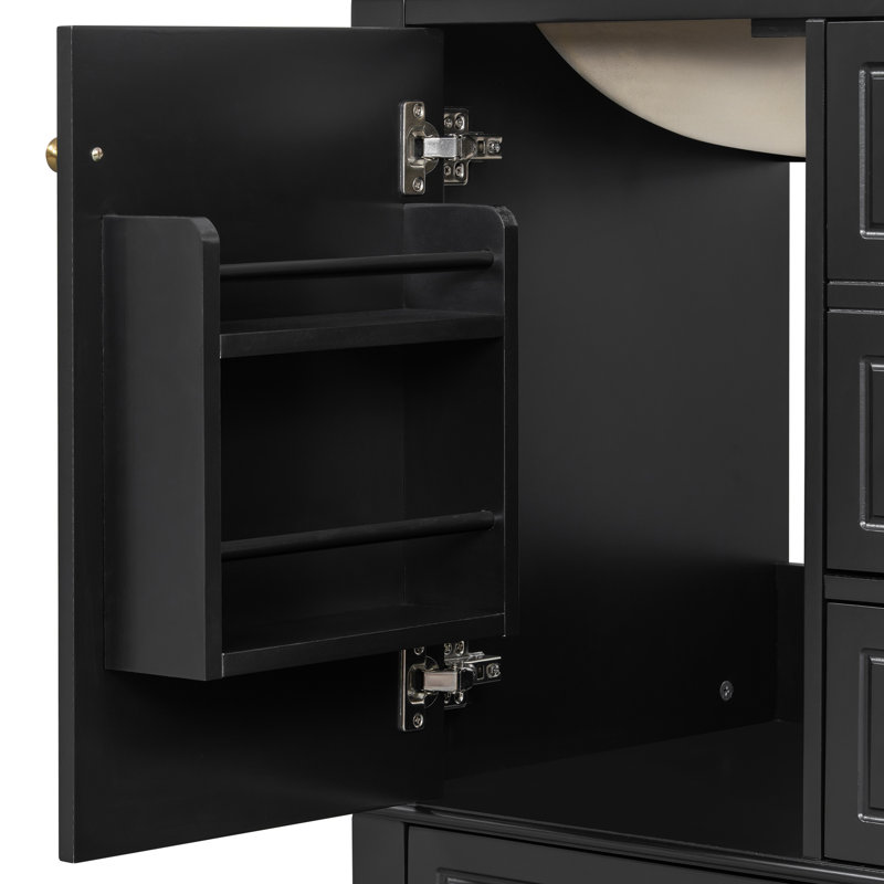 24" Bathroom Vanity With Ceramic Sink, Black