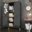 Armoire de rangement en métal avec portes et tablettes réglables, armoire de garage verrouillable noire de 72 pouces avec roues, tiroirs et panneau perforé