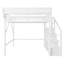 Lit mezzanine robuste en métal avec escalier, tablettes de rangement et garde-robe