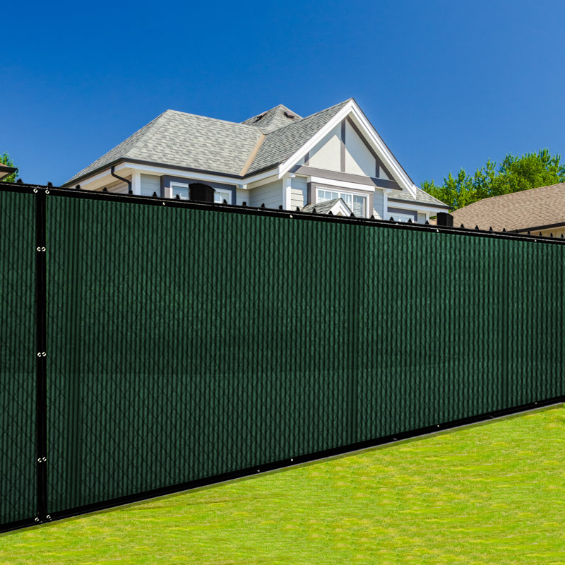 Green Polyethylene Privacy Fence Screen with Steel Grommets, 6' x 15'