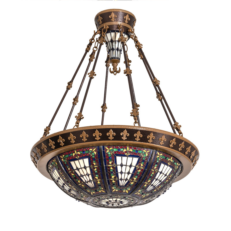 Plafonnier semi-encastré en verre 28 po Fleur-de-lis