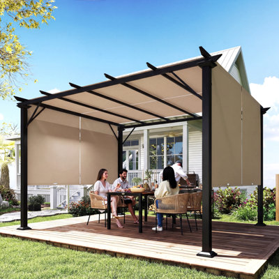 Auvent rétractable pour pergola 10 pi x 12 pi, brun clair