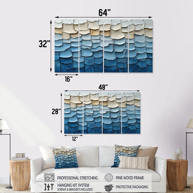 «White Nordic Simplicity Mosaic II - Boho Tiles», ensemble d'art sur toile, H 28 po x l 48 po