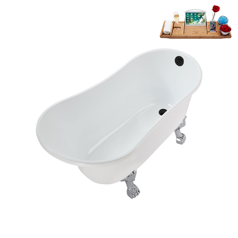 51.2'' x 25.6'' Soaking Acrylic Bathtub, Polished Chrome, Matte Black