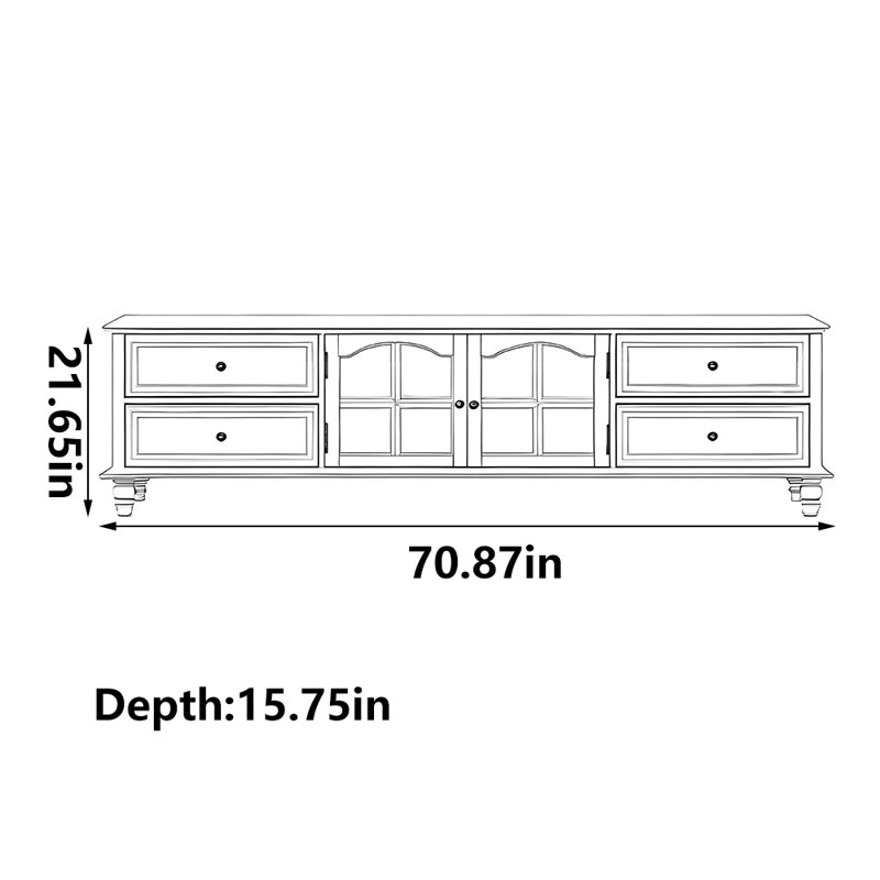 Meuble télé blanc pur style américain, 70.87"