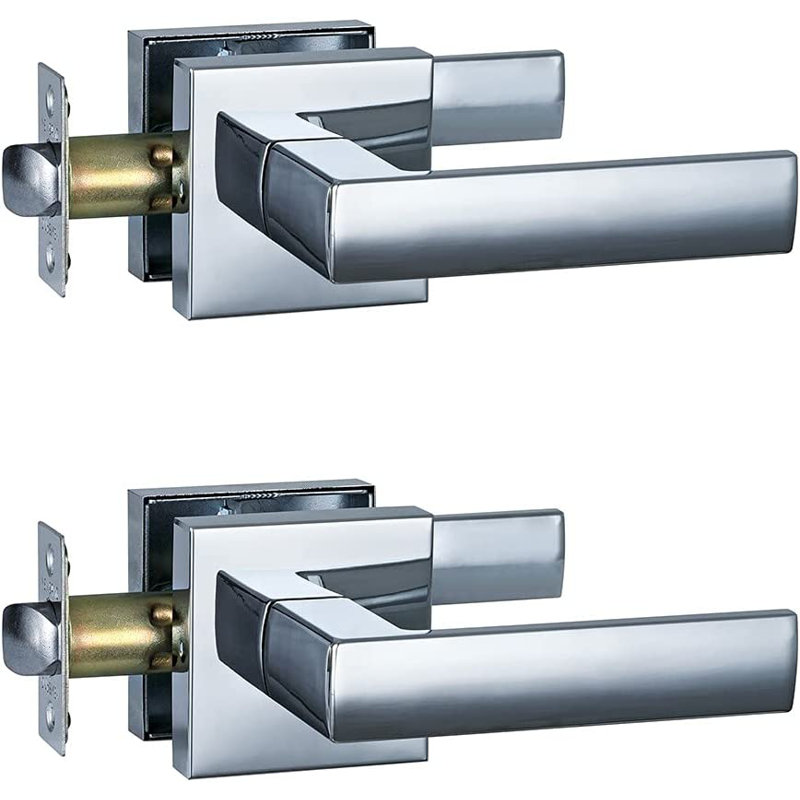 Levier de porte de passage robuste, gaucher ou droitier, poignée de porte non verrouillable au fini chrome poli, levier pour porte de vestibule et de placard, paquet de 2