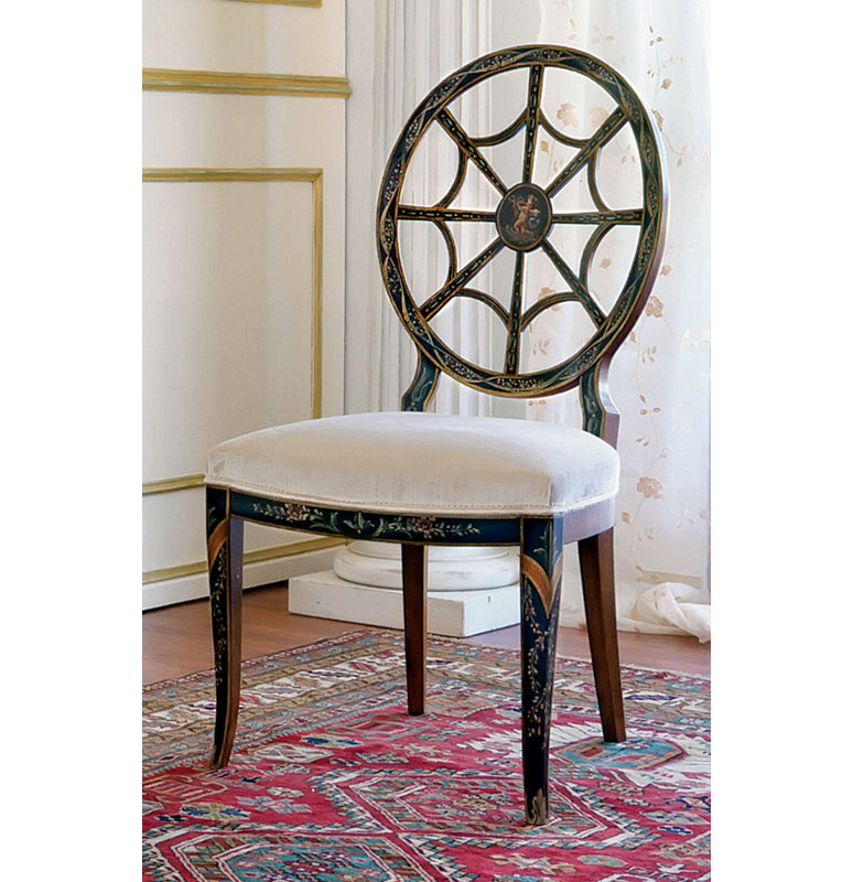 Upholstered Side Chair in White/Brown