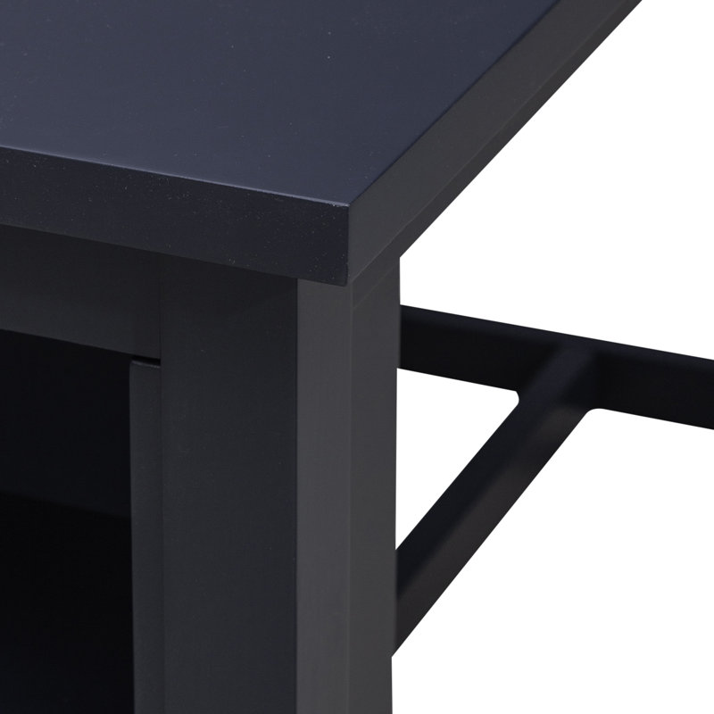 Latour Counter Height Dining Set w/ Upholstered Seats, Navy, 3 Piece