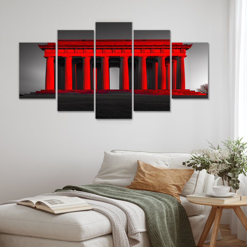 Red Grey Lincoln Memorial Monument - Monuments Wall Art Set