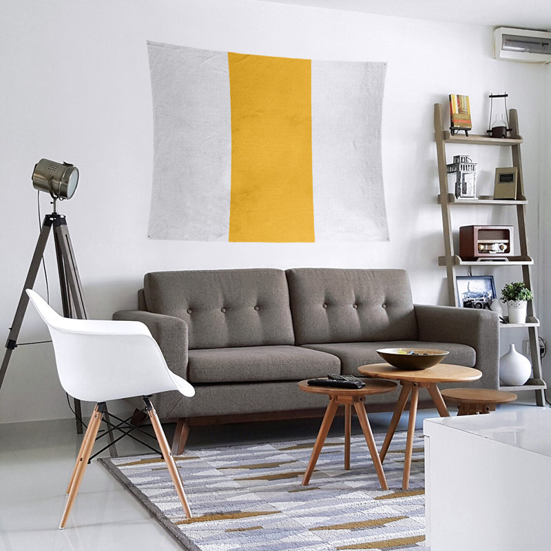 Tapisserie de polyester Pittsburgh, Blanc / Pittsburgh Gold / blanc, H 88 po x l 104 po