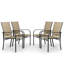 Ensemble de 4 fauteuils de salle à manger d'extérieur avec tissu en polyester enduit de PVC et structure en fer forgé-329985894