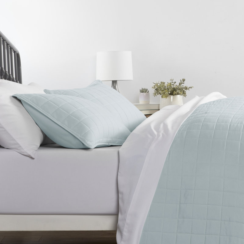 Simply Soft™ Double Brushed Microfiber Square Pattern Quilted Coverlet Set, King/California King Coverlet + 2 King Shams