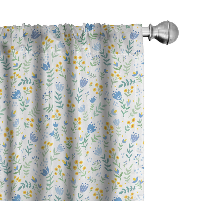 Floral Semi-Sheer Rod Pocket Curtain Panels, 28" x 84"