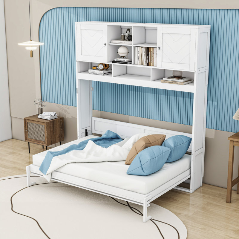 Grand lit escamotable avec espace de rangement
