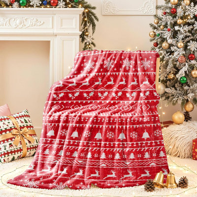 2025 Christmas Blanket, Christmas Decorations Gifts for Women, Flannel Fleece Winter Holiday Blanket, Fluffy Cozy Soft Christams Throws for Couch Sofa Bed, ChristamsTree Pattern, Gray, 30" X 40"