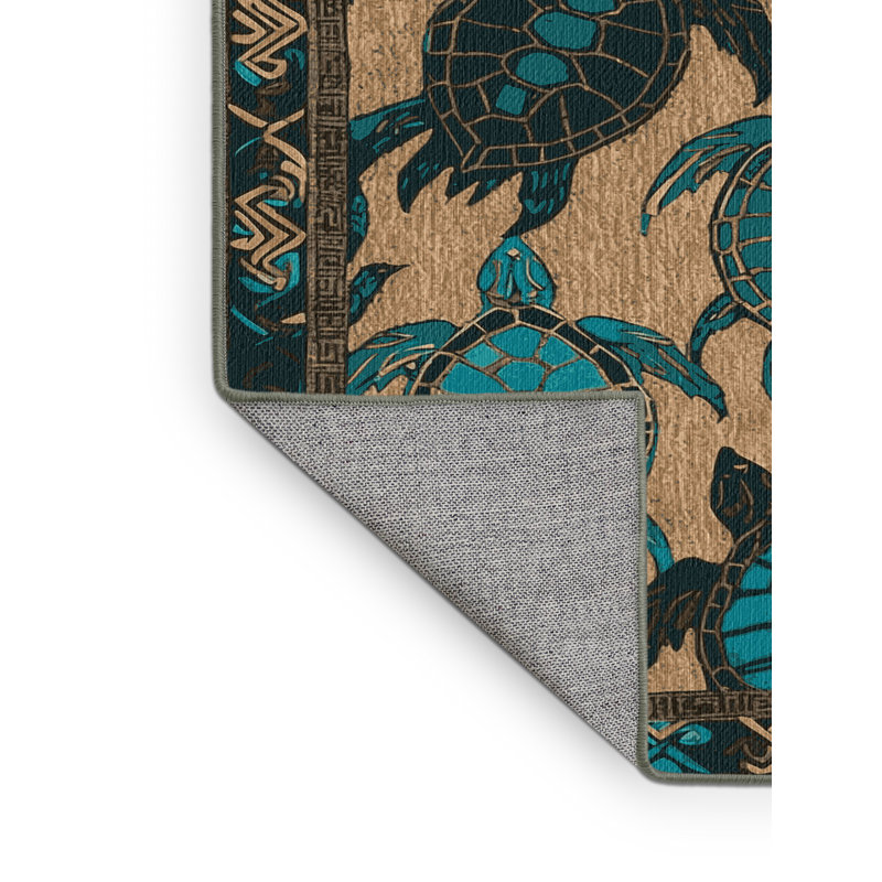 Washable Sea Turtles Hawaiian Area Rug