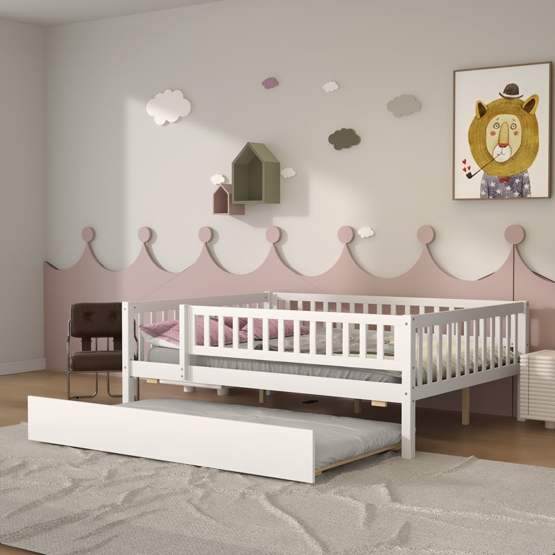Full Size Wood Daybed with Trundle, White