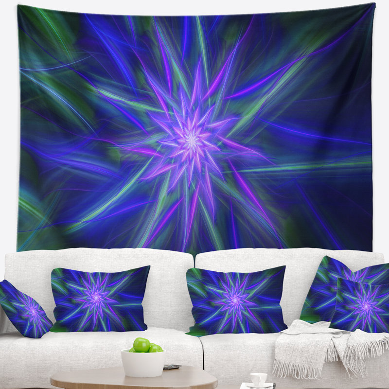 Tapisserie fleur de bleu exotique, H 78 po x l 92 po