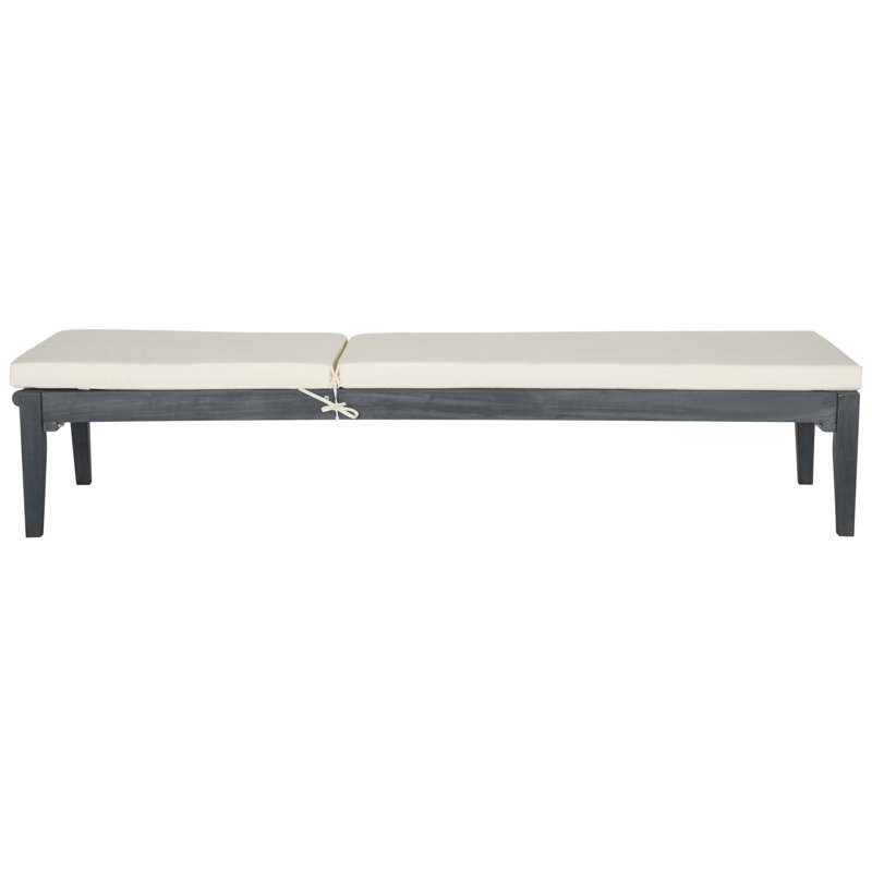 Outdoor Acacia Wood Chaise Lounge , Cushion Included, Beige