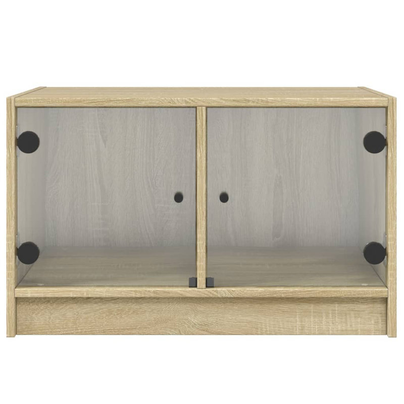 Coffee Table with Glass Doors 68 x 50 x 42 in., Sonoma Oak