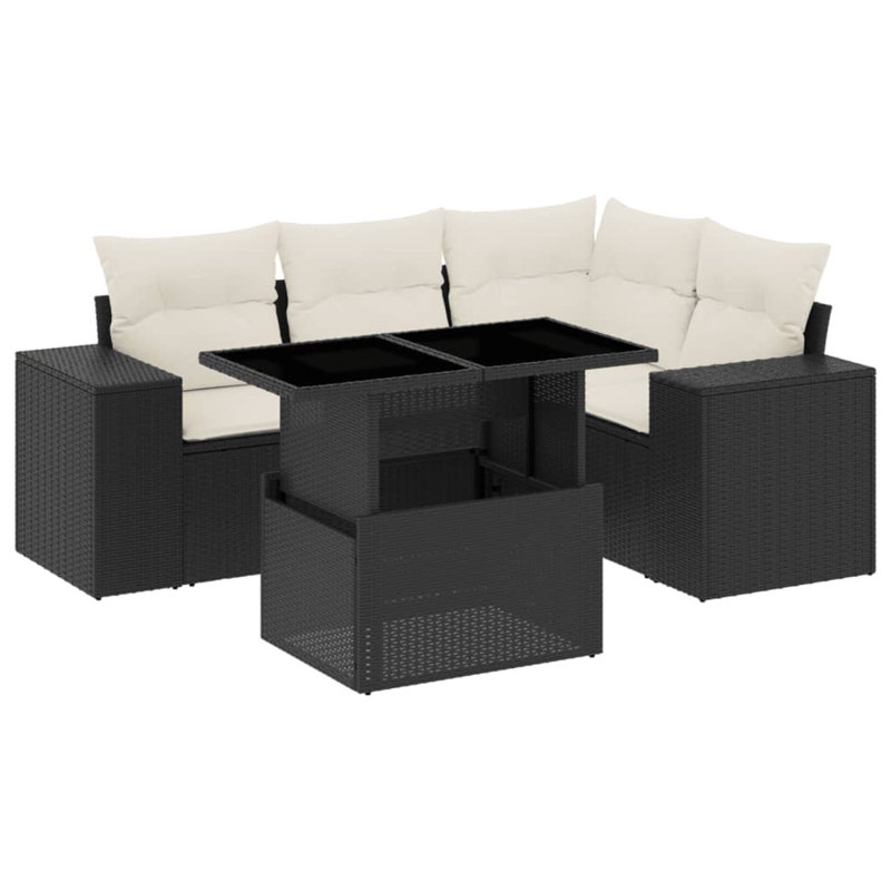 Vidaxl Garden Sofa Set Black, Cream