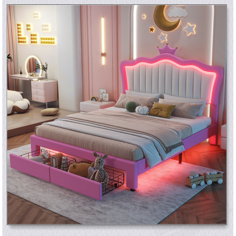 Structure de lit double pleine grandeur avec lumières DEL, moderne et élégante pour une expérience de chambre à coucher luxueuse