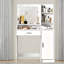 Meuble-lavabo blanc 53,9 po avec miroir à DEL, tiroir et armoire de rangement latérale-1832216344