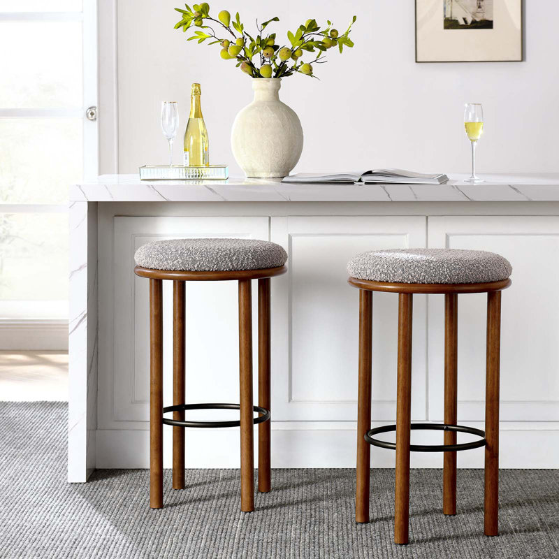Modway Fable 30" Bar Stool, Walnut, Taupe