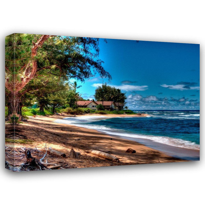 Art sur toile tendue avec la galerie «Bolokofsky», sur la plage à Kauai, H 36 po x l 47 po