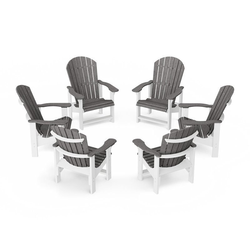 Heritage Upright Adirondack Chairs Set Of 6, Dark Gray/White