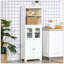 Petit buffet avec huche, garde-manger à 4 portes, armoire de rangement autoportante avec tablette réglable pour la salle à manger, le salon