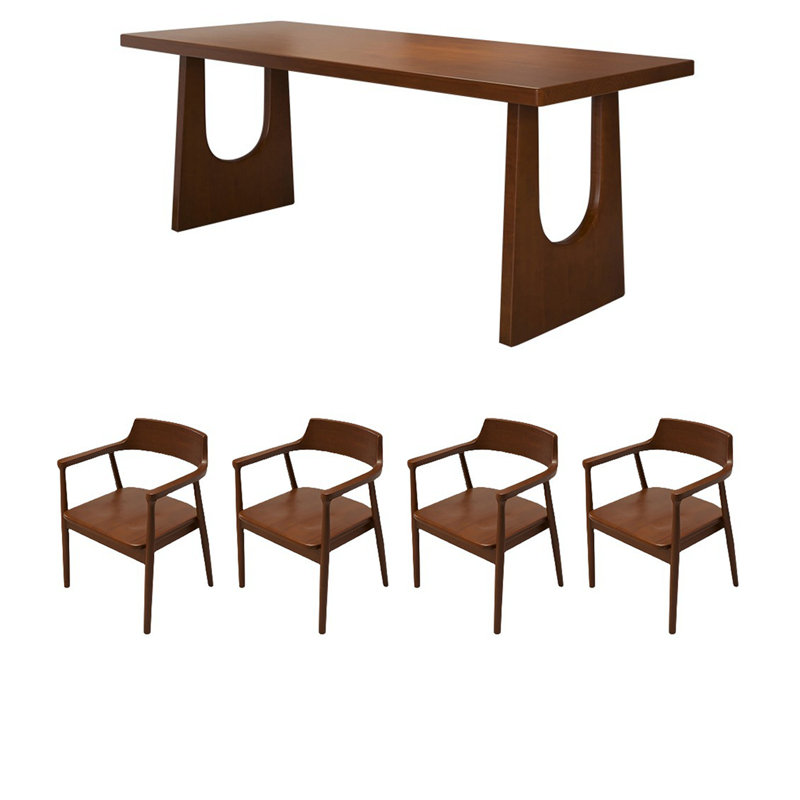 Marteny 4 - Person Pine Solid Wood Solid Wood Top Double Pedestal Dining Set, 29.53"H x 86.61"L x 35.43"W