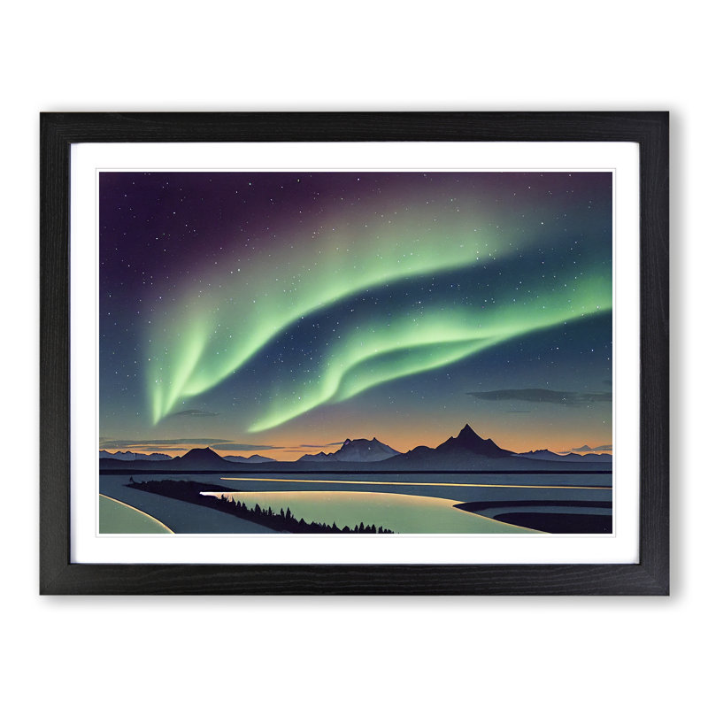 Fearless Northern Lights - Single Picture Frame Print, Black Framed, 46cm H x 64cm W x 2cm D