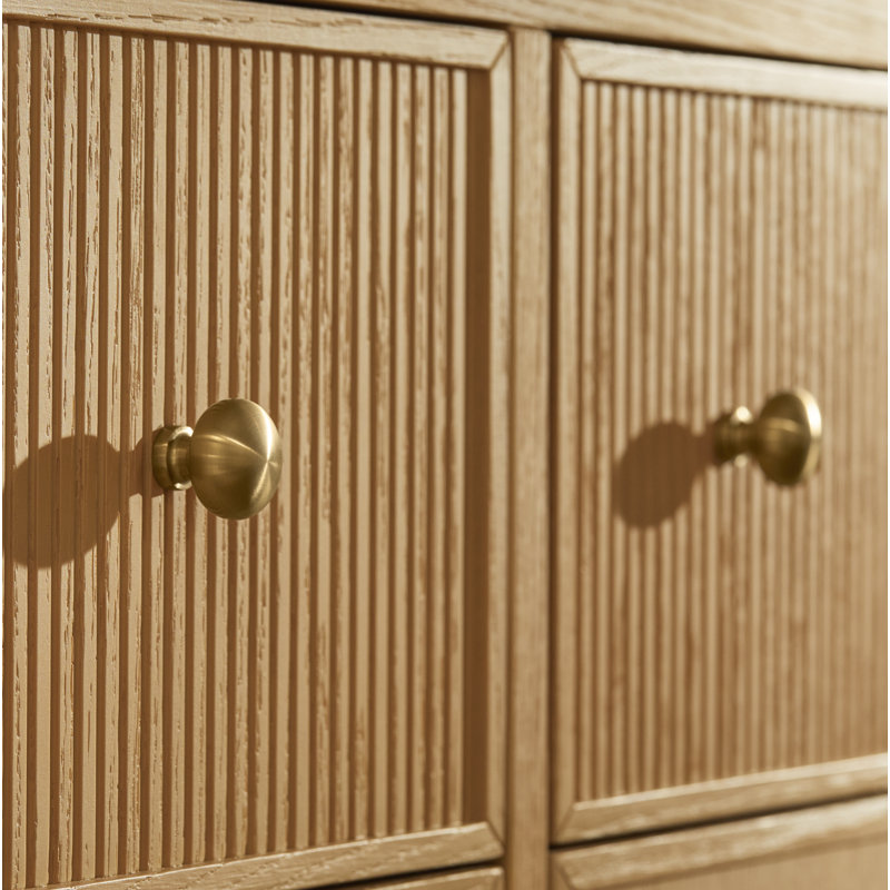Malin By Studio McGee 48 in. Bathroom Vanity Cabinet With Sink And Quartz Top, Oak, Brass