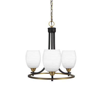 Lustre 3 lumières avec verre matriciel blanc 5 "Paramount