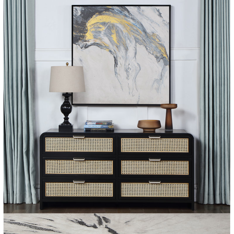 Audu 60'' W 6 - Drawer Dresser, Black