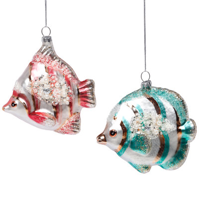 Ensemble de 12 ornements de poissons tropicaux scintillants