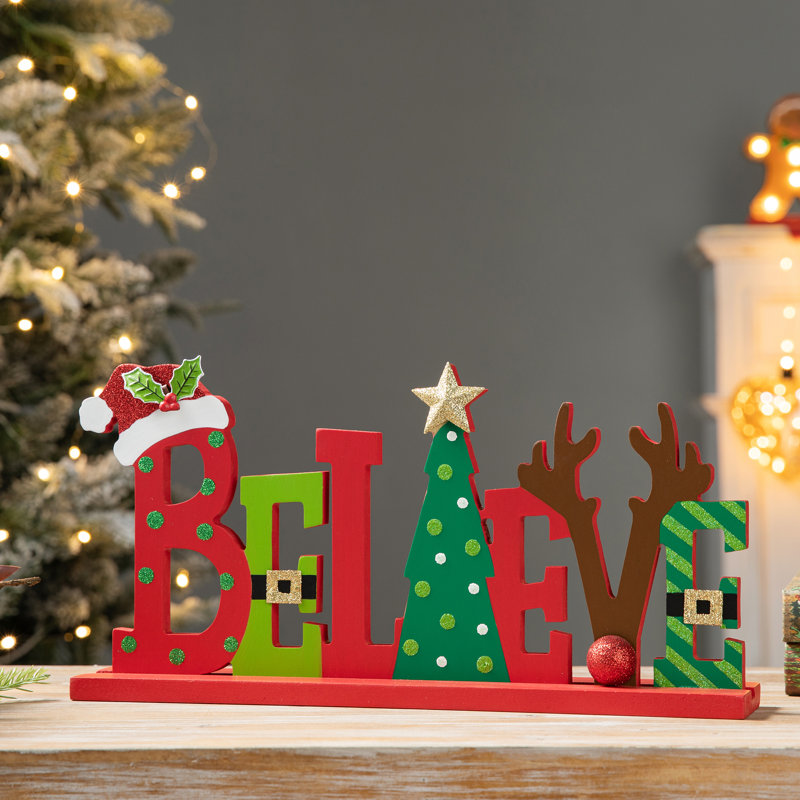 Décoration de table en bois «Believe» en bois