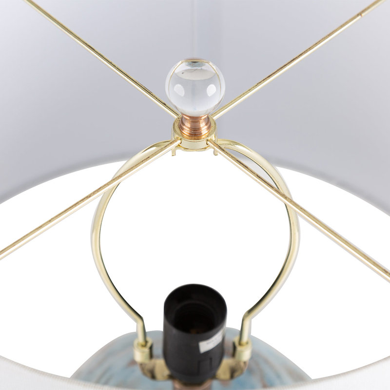 Ahzhane 60cm Table Lamp with Glass Base For Bedroom Furniture, Bedside Buffet Lamp with Linen Shade